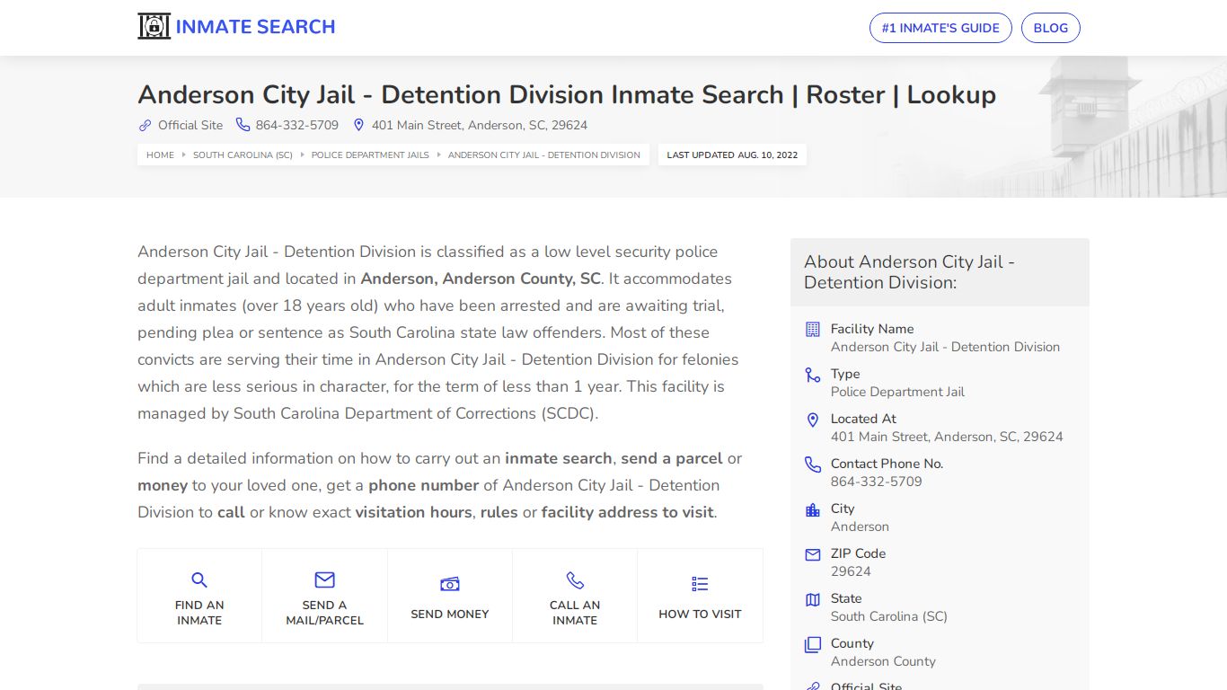 Anderson City Jail - Detention Division Inmate Search ...