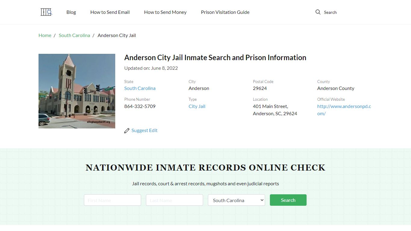 Anderson City Jail Inmate Search, Visitation, Phone no ...